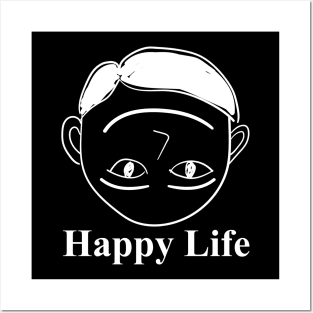 Happy Life (un)Happy Smile Line Art Posters and Art